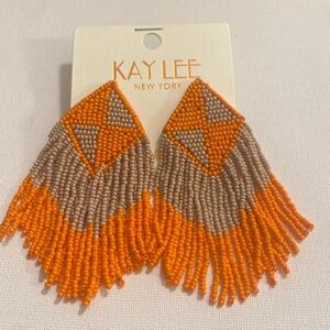 Kay Lee Beaded Fringe Earrings NWT